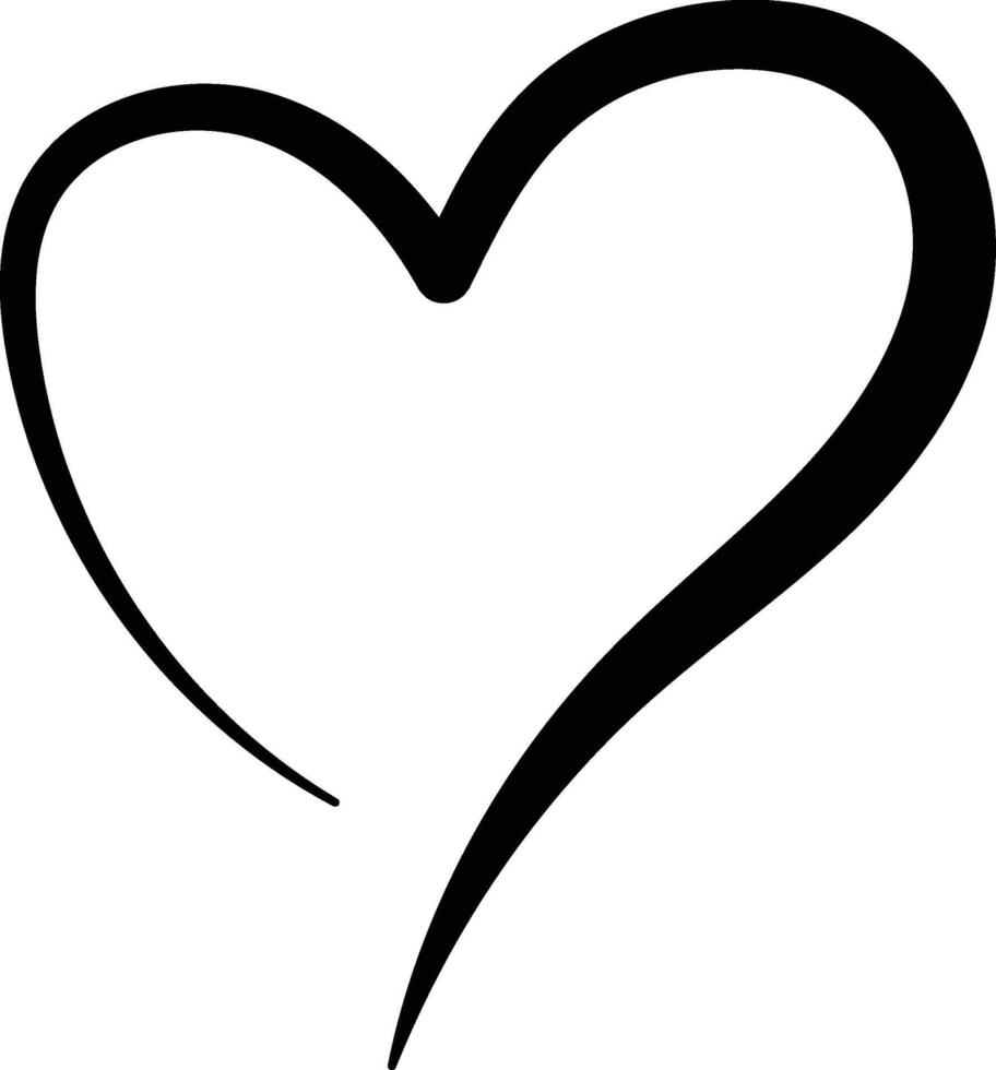 Vector calligraphic black heart shape isolated on white background.