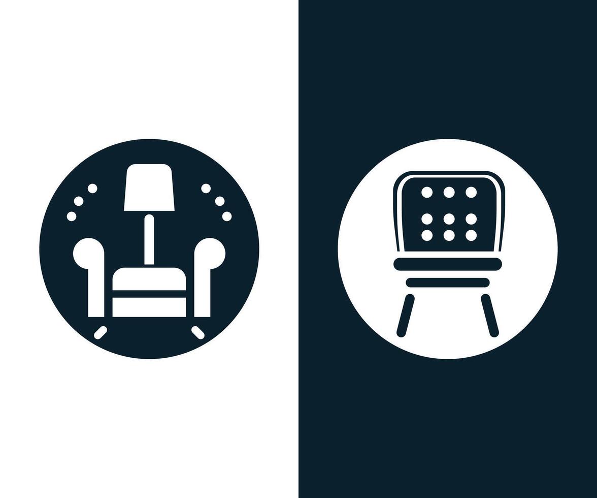Creative modern sofa desk chair icon logo design vector template
