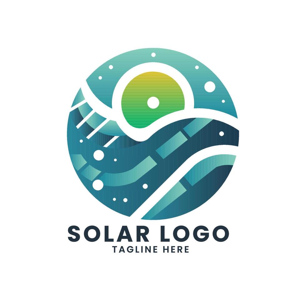 Green energy solar power logo design vector template