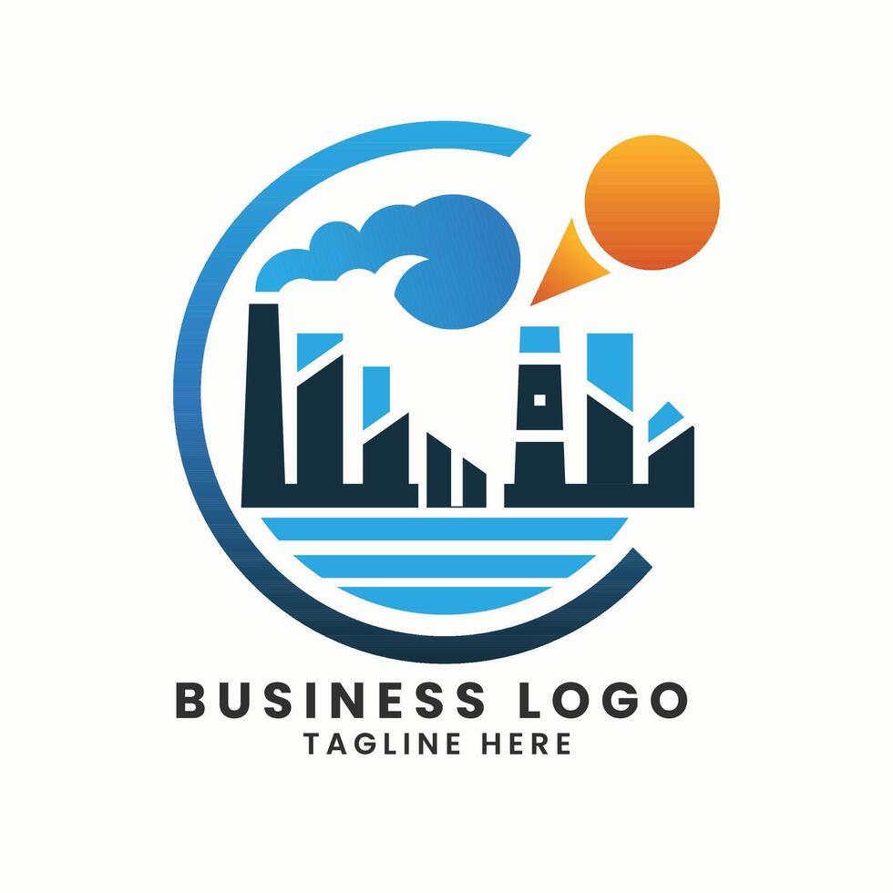 Business company abstract vector logo design factory building logo design vector template