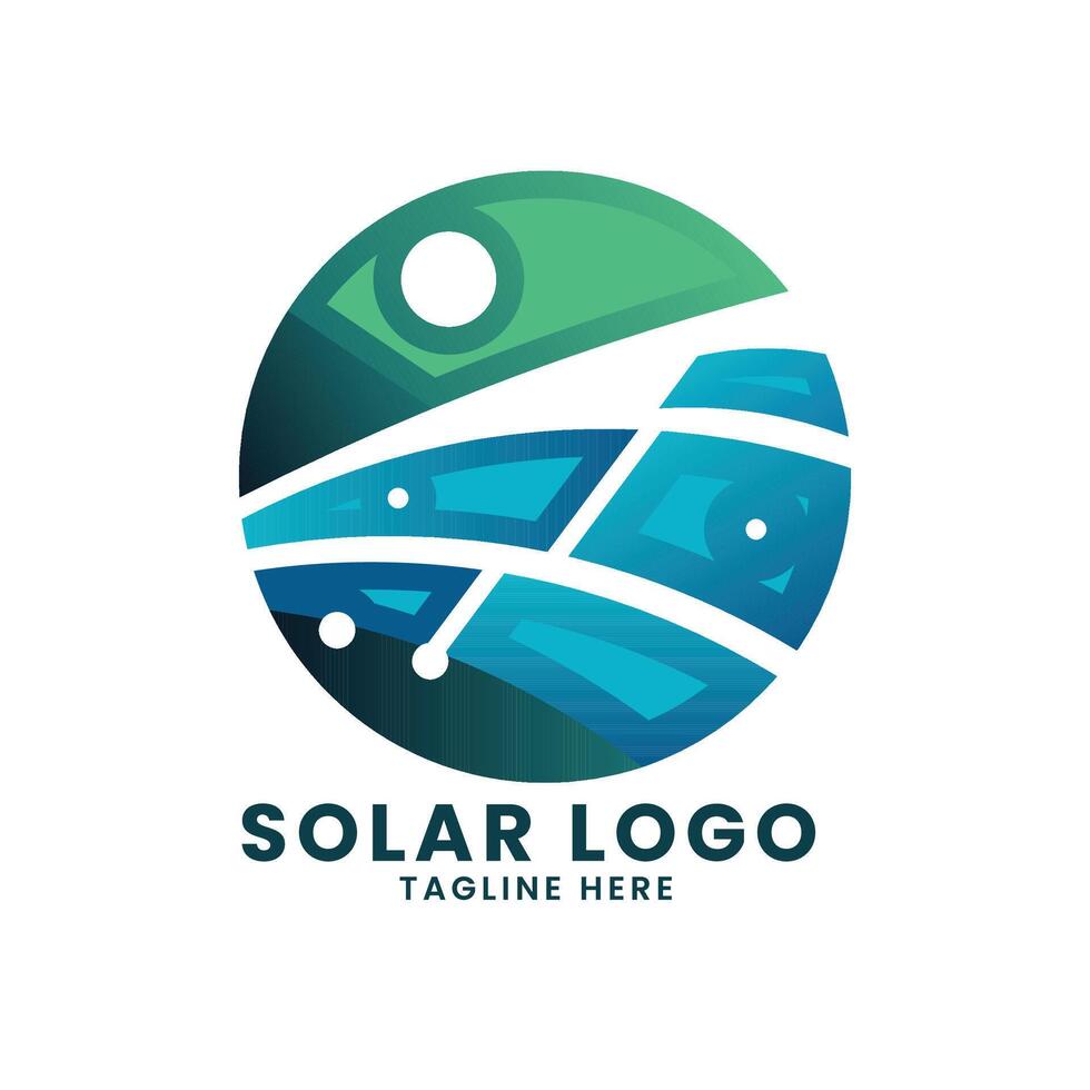 Green energy solar power logo design vector template