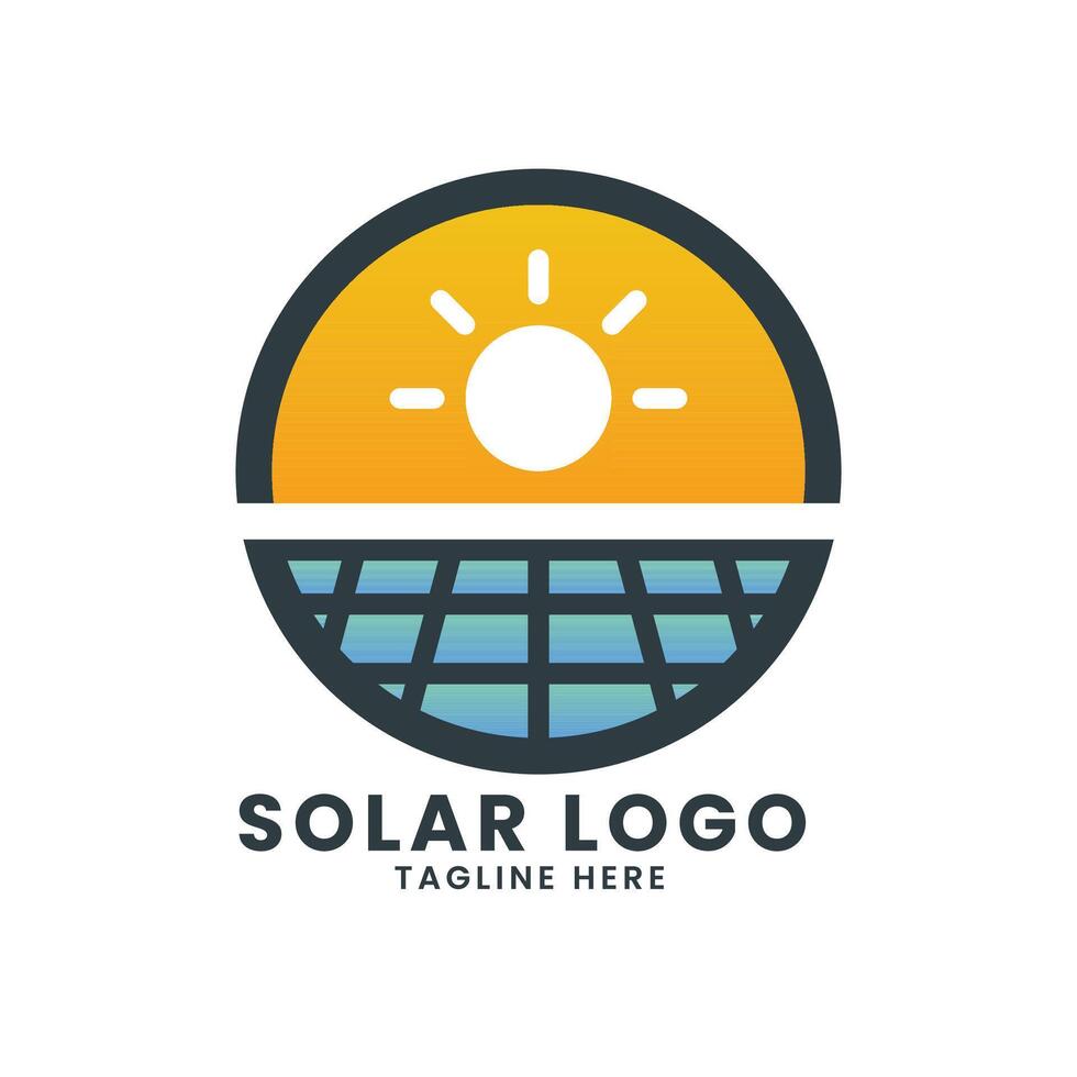 Green energy solar power logo design vector template