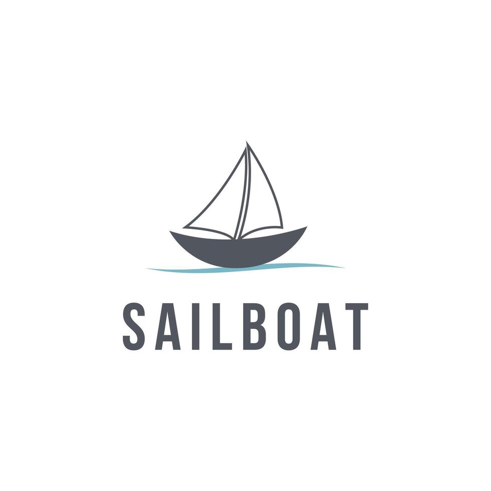 Sailboat logo design concept idea. Ship logo design beach island concept idea vector