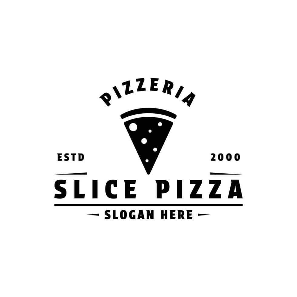 Slice pizza silhouette logo design vintage retro style vector