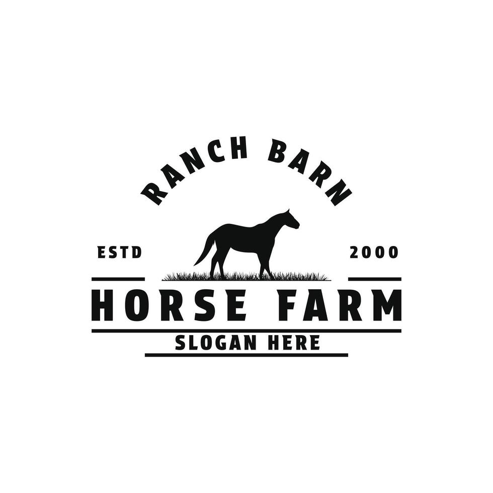 horse farm logo design vintage retro style vector