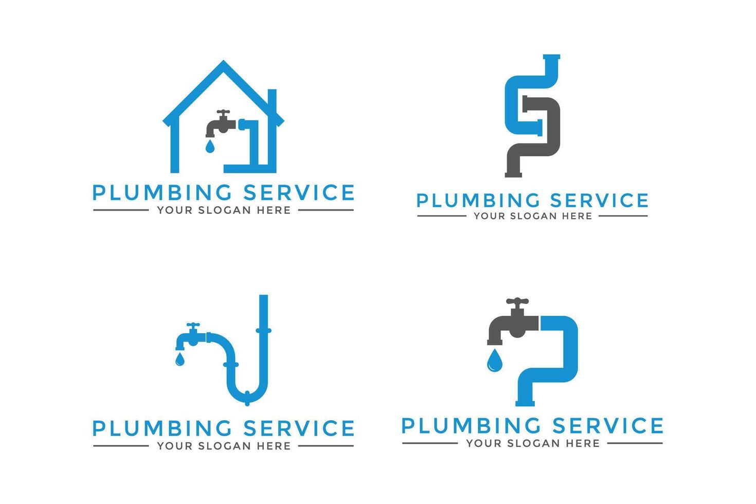 Set of plumbing service logo design concept idea with pipe vector