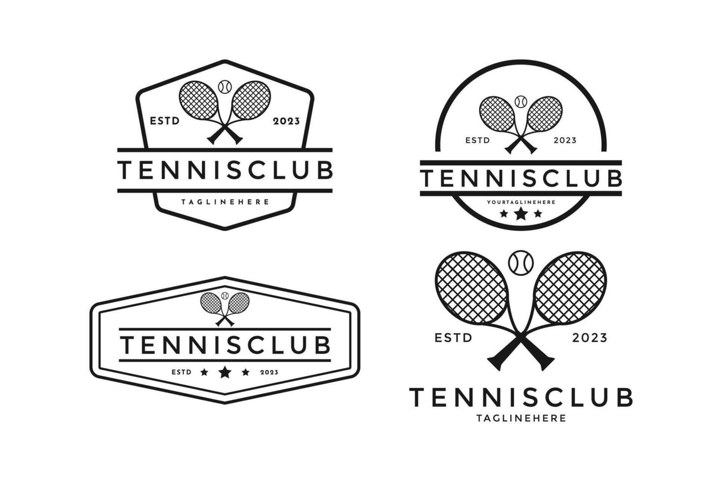 conjunto de tenis pelota club logo diseño Clásico retro Insignia etiqueta vector