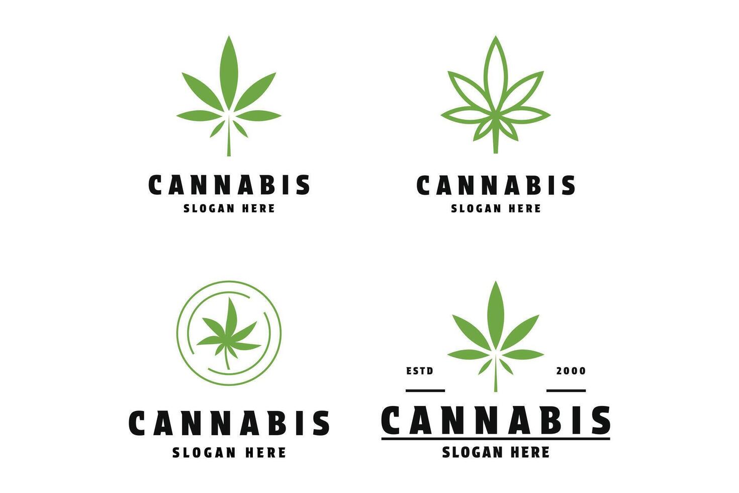 conjunto de marijuana canabis logo diseño vector modelo