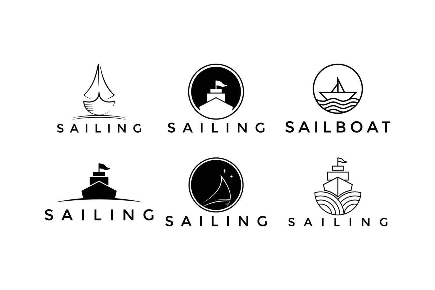 conjunto de velero logo diseño concepto idea. navegación logo diseño creativo idea vector