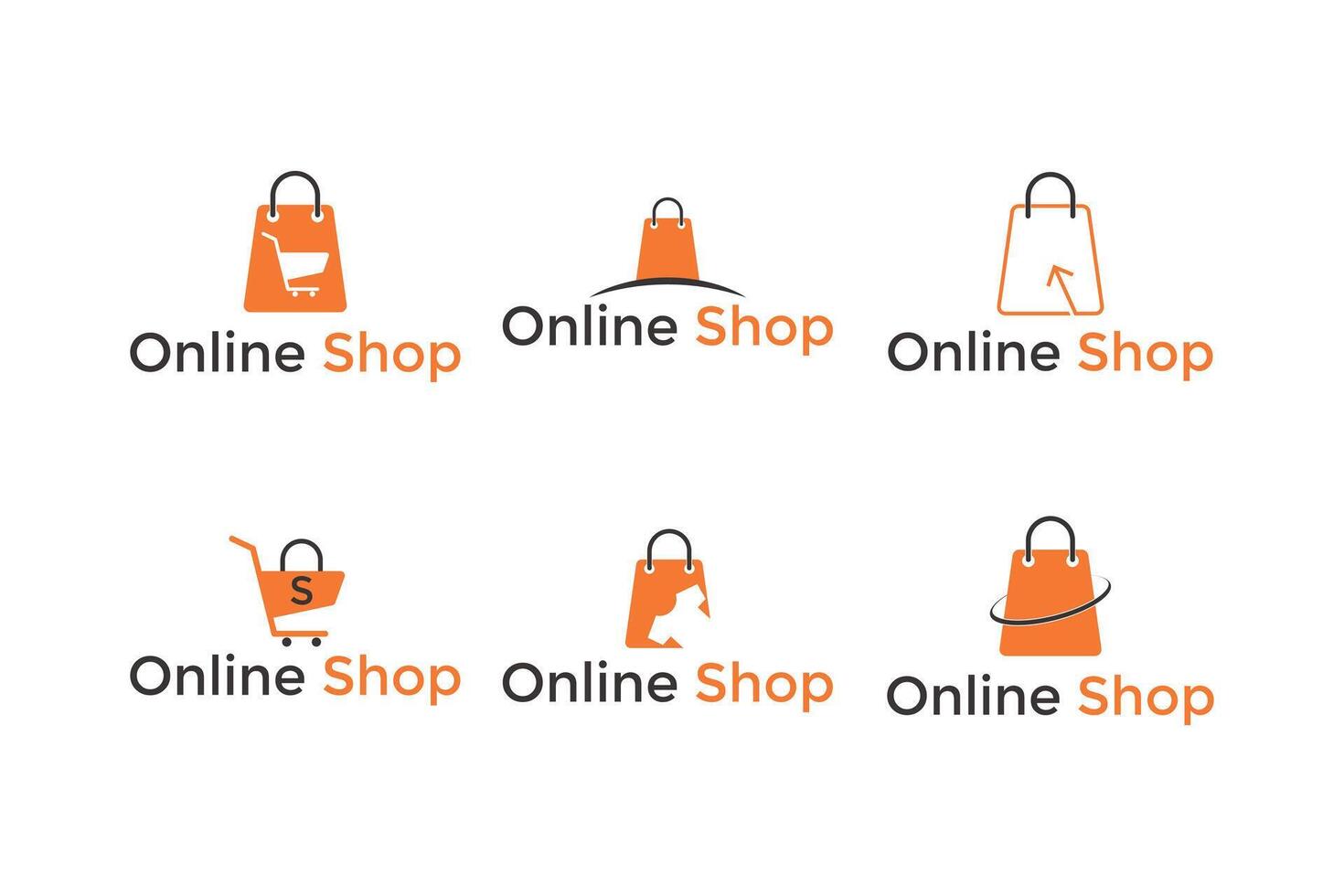 set of online shop logo design concept idea vector