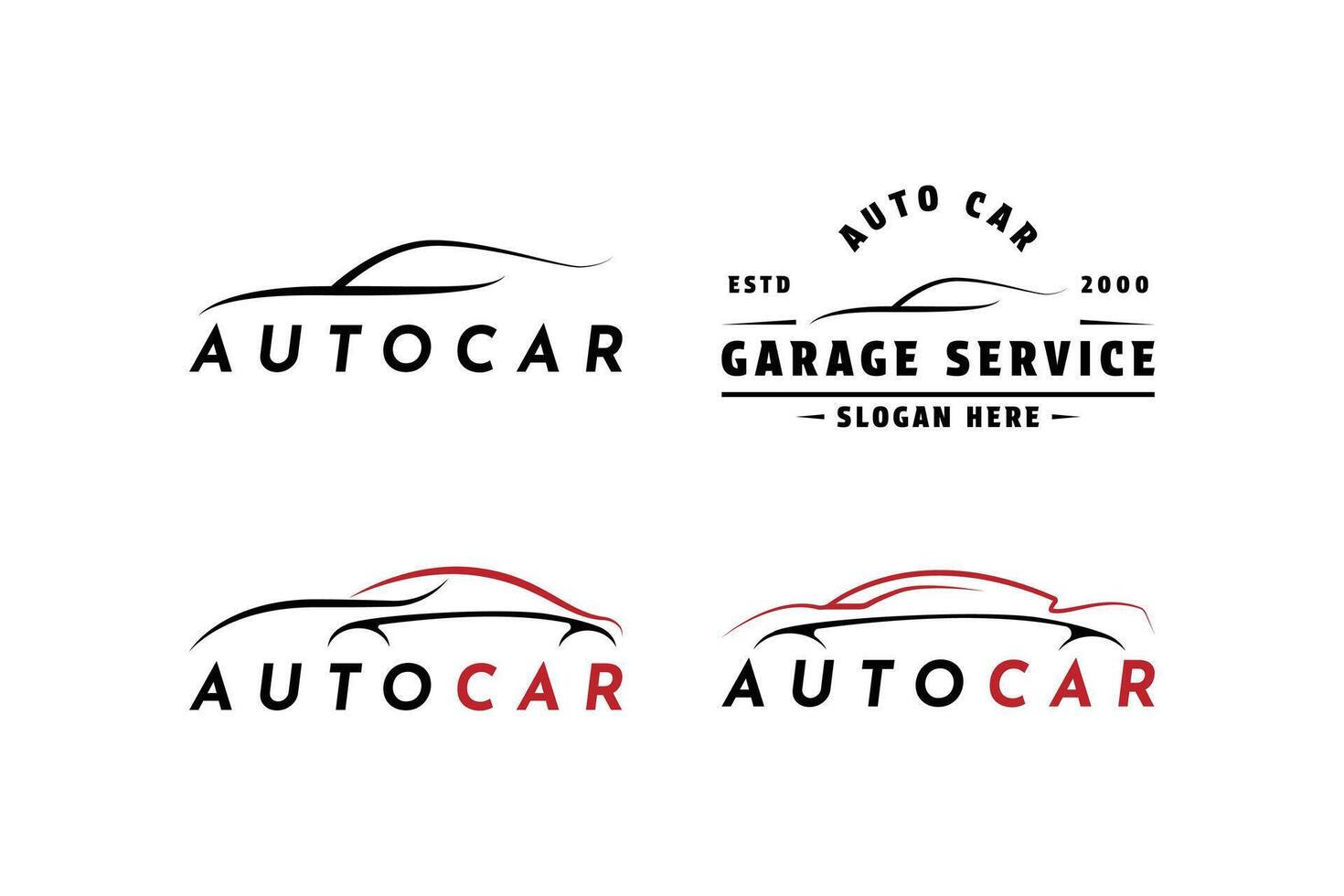 Set of car garage service outline logo design concept idea vector