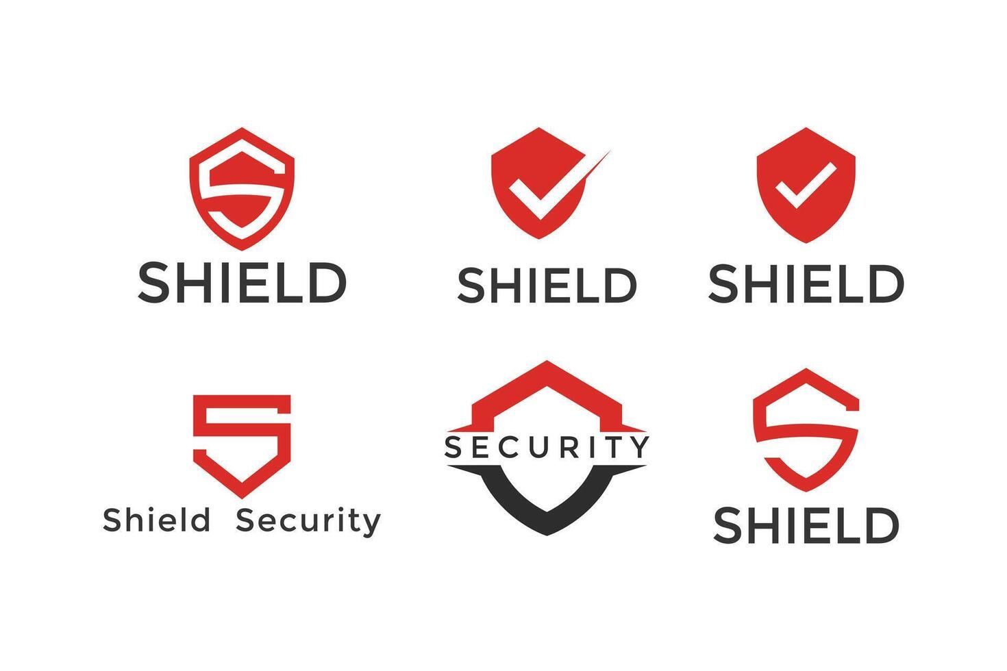 set of icon logo design shield checkmark and shield letter s initial vector template