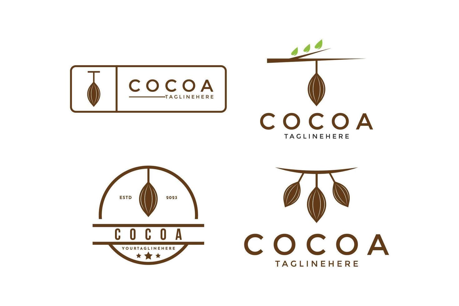 Set of cocoa logo design vintage retro style vector
