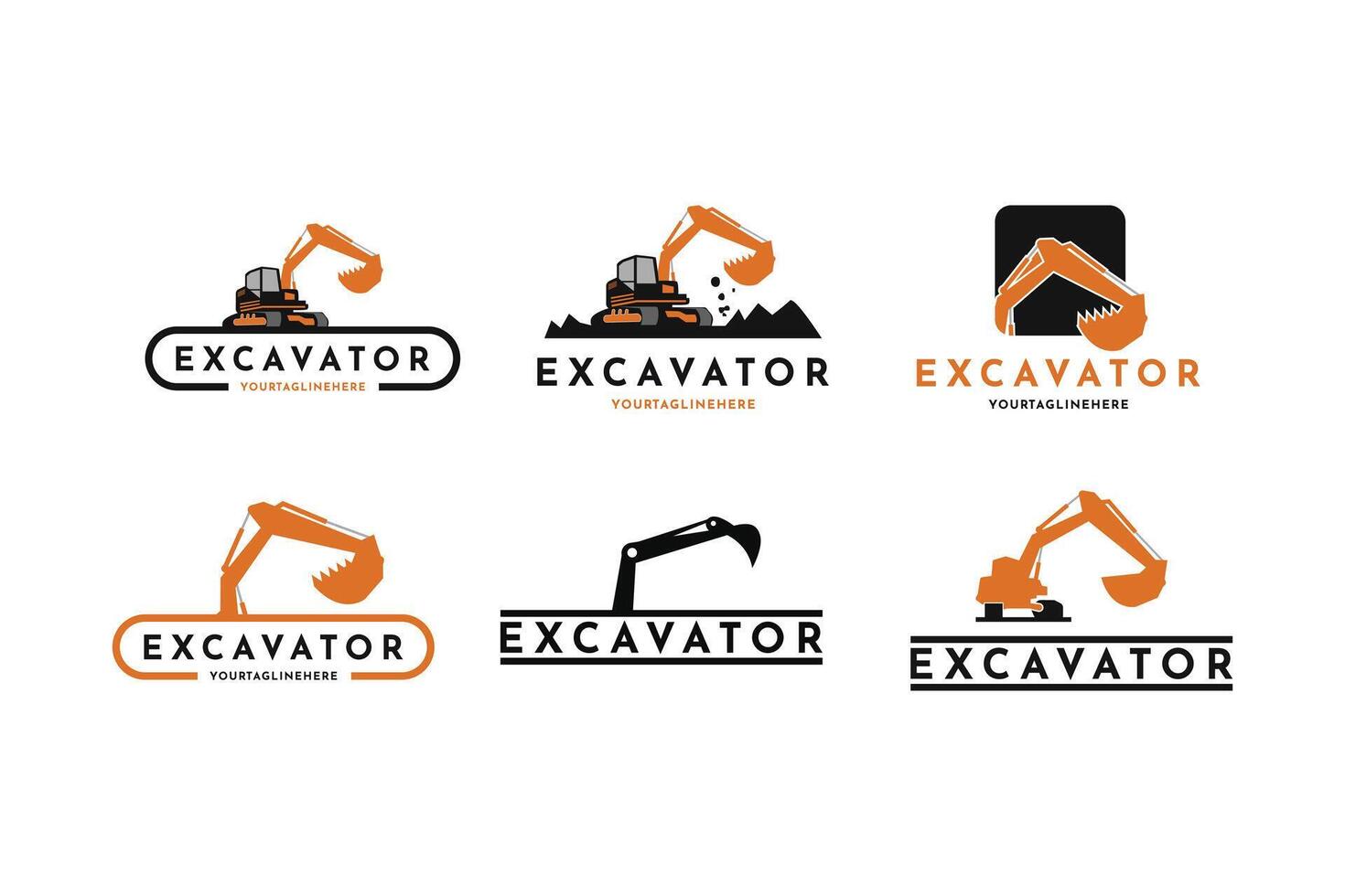 Set of Excavator vector logo design creative and modern