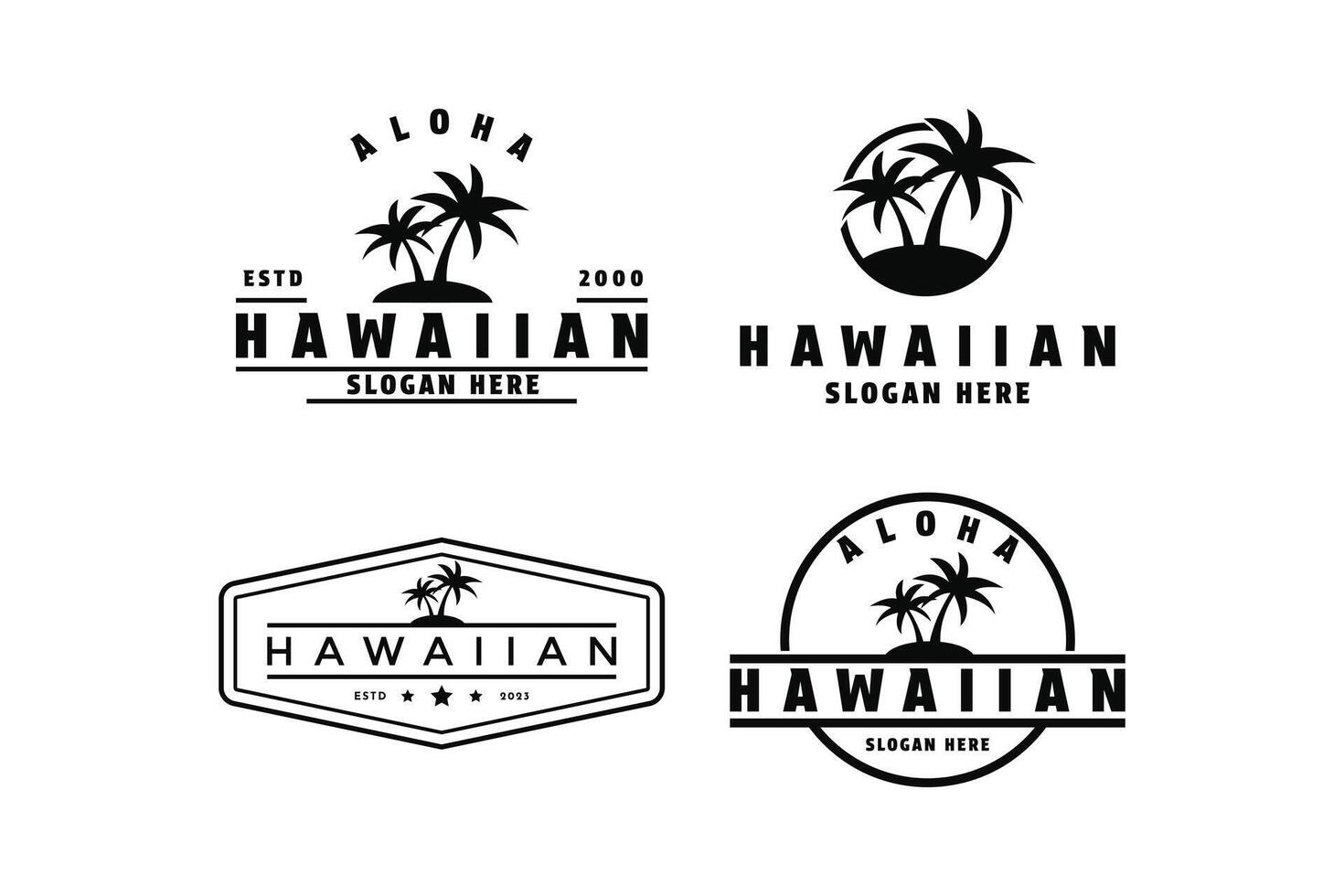 set of hawaiian logo design vintage retro style vector