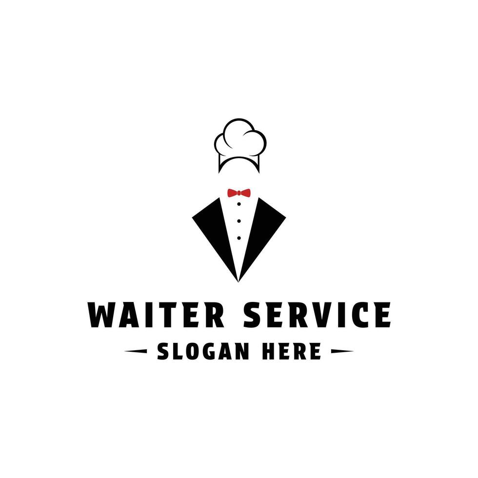 waiter service logo design concept idea with bow tie vector