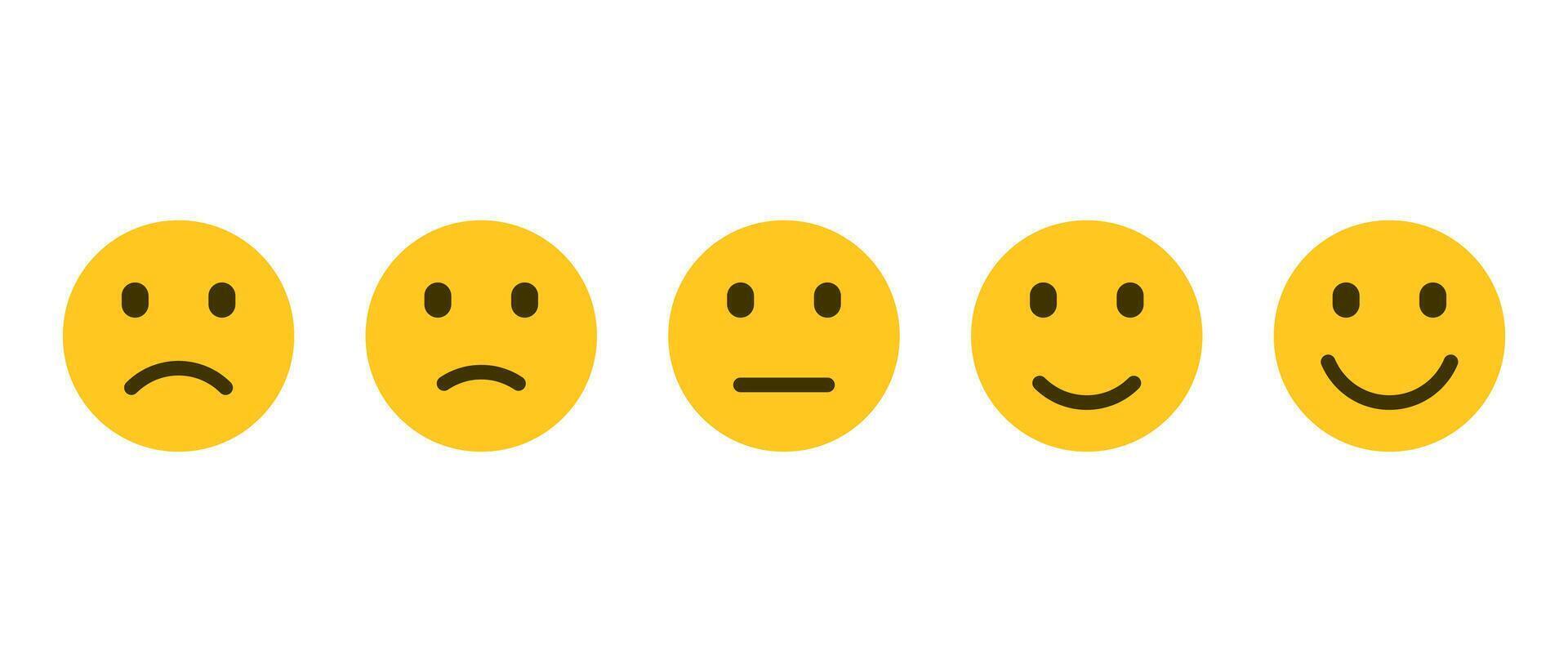 Customer level satisfaction emoticon icon vector in flat style. Five facial expression of feedback sign symbol
