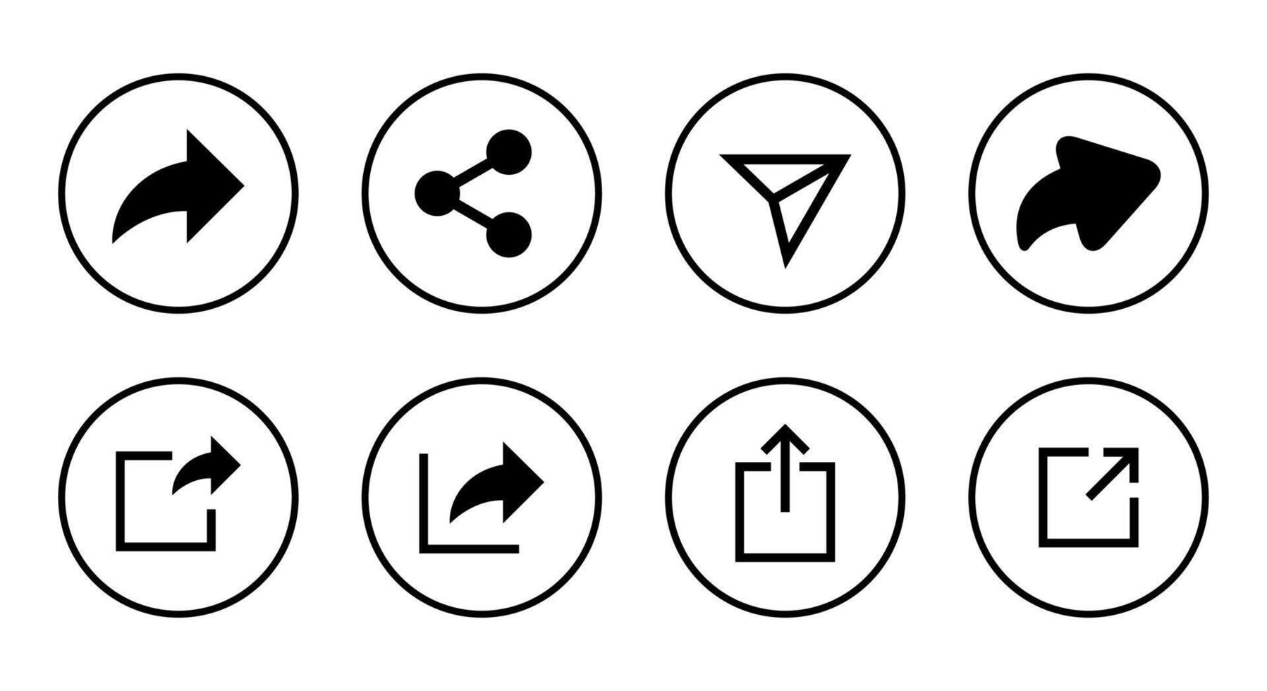 Set of share icon vector. Sharing, send sign symbol on circle line vector