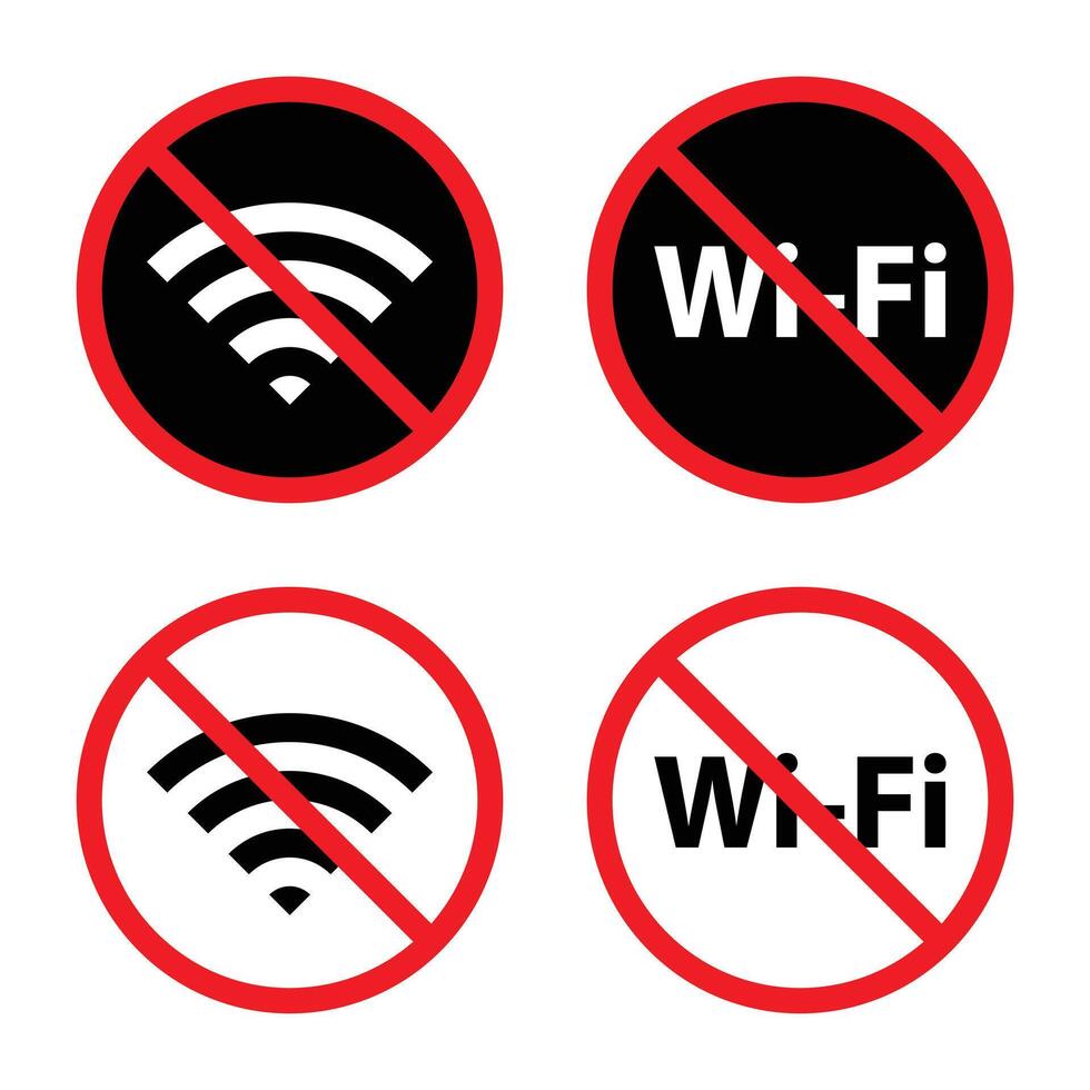 No wifi area sign. Wi-Fi, Wireless network with forbidden symbol icon vector