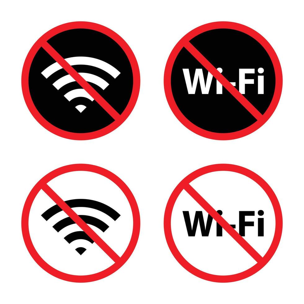 No Wifi zona signo. Wifi, inalámbrico red con prohibido símbolo icono vector