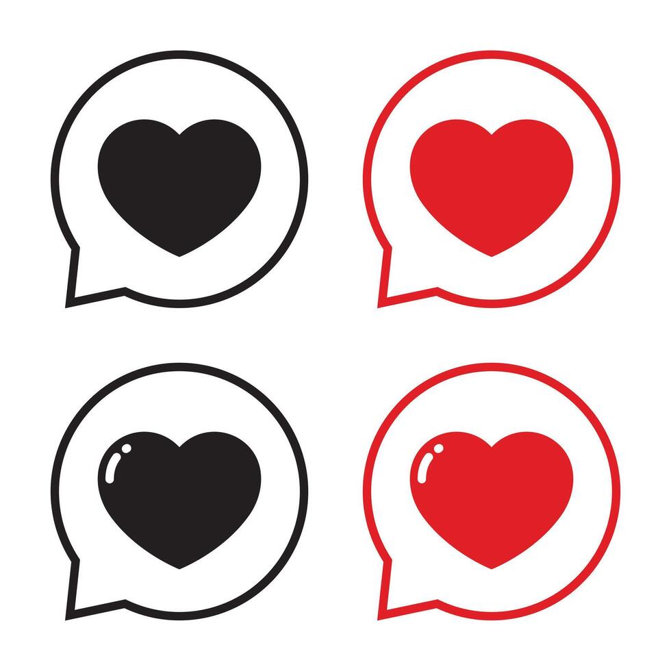 Love, heart icon on speech bubble line vector