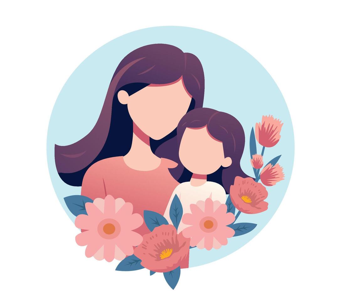 mother and baby illustration for mother's day concept vector