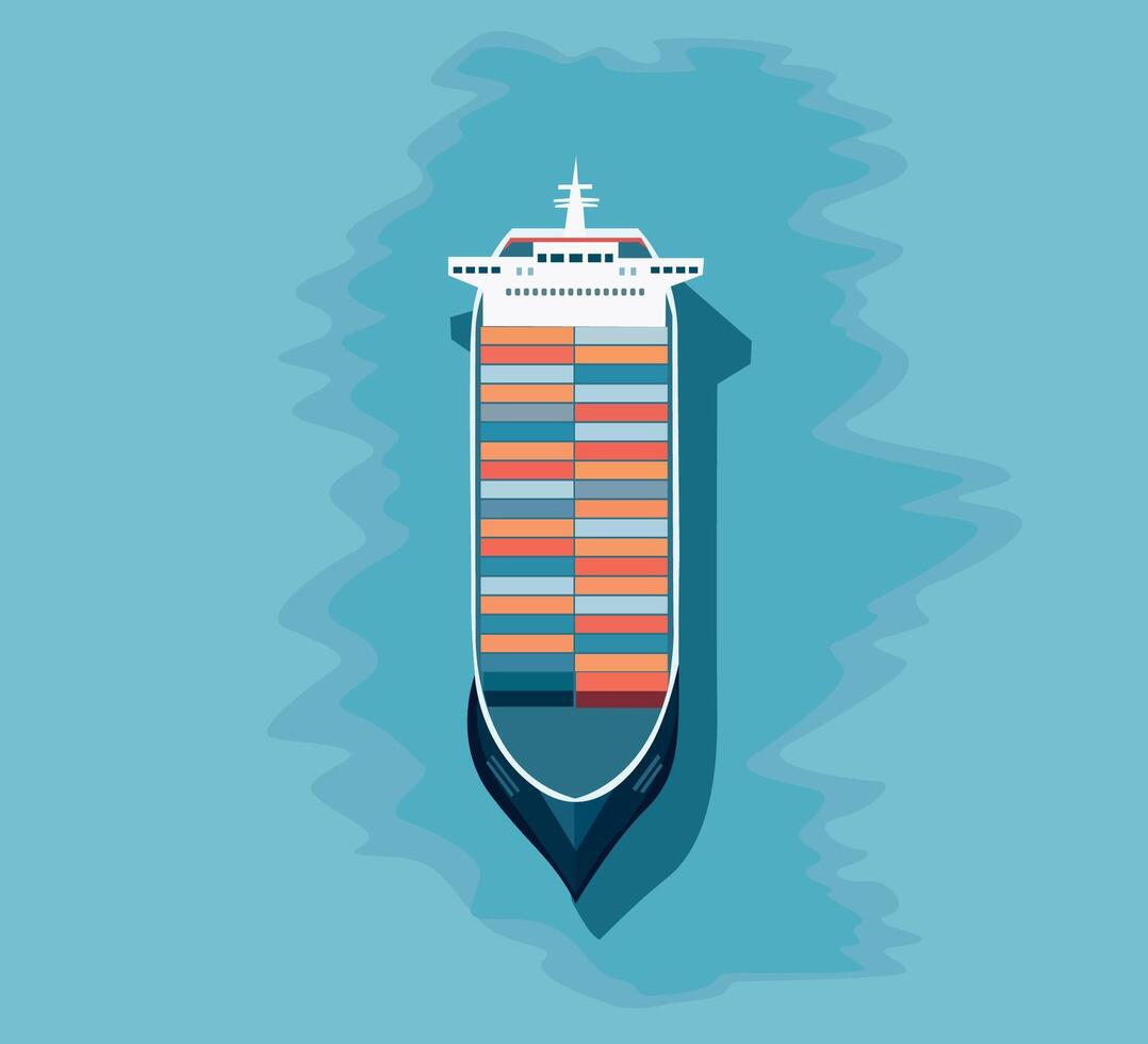 aerial view container ship vector illustration