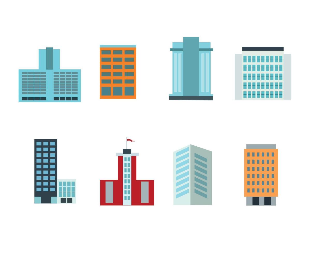 flat modern building set illustration vector