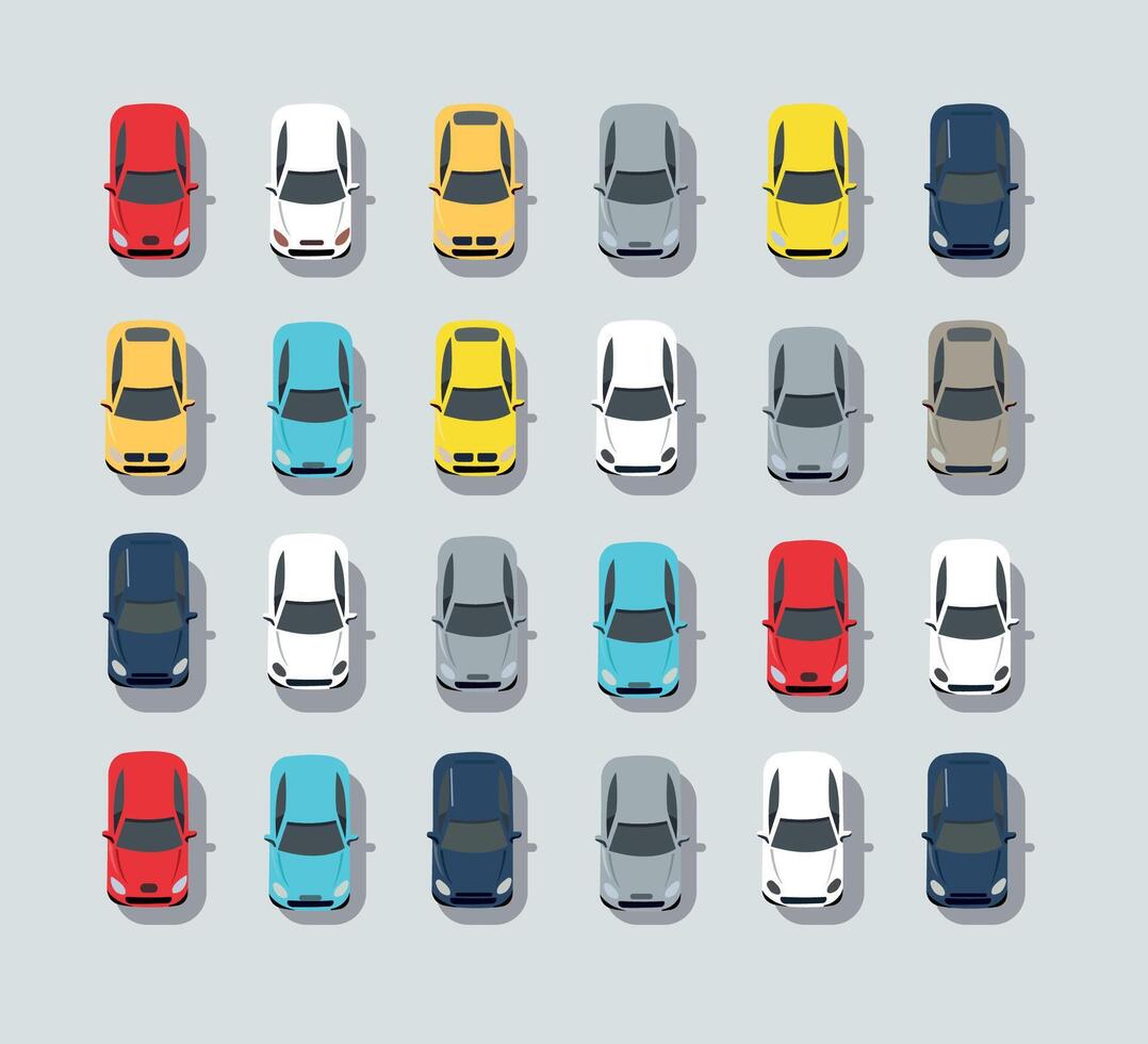 aerial view flat car set vector