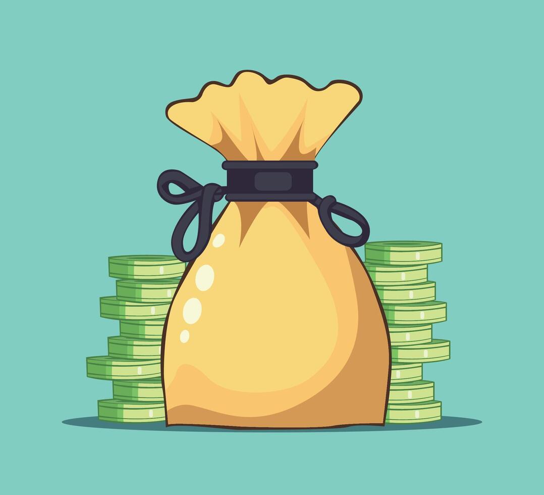 bag of money with coin vector illustration