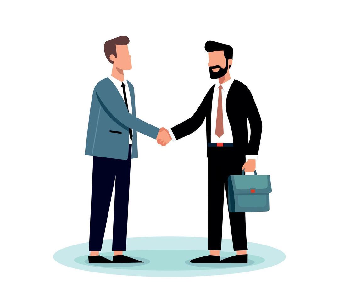 business people shaking hands flat vector character for web