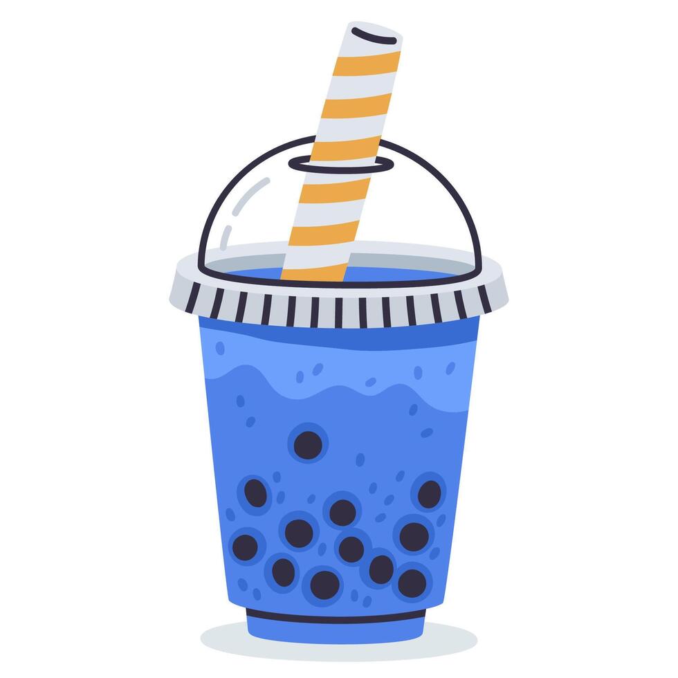 garabatear burbuja Leche té. dibujos animados tapioca perlas boba té, mano dibujado Taiwán Leche té taza, delicioso suave bebidas vector ilustración en blanco antecedentes