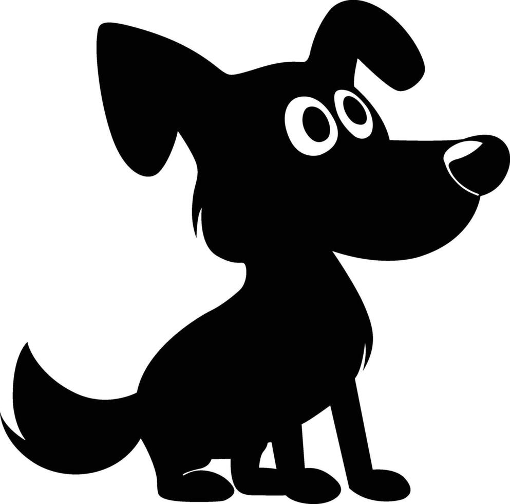 Cartoon Dog Silhouette Vector Isolated