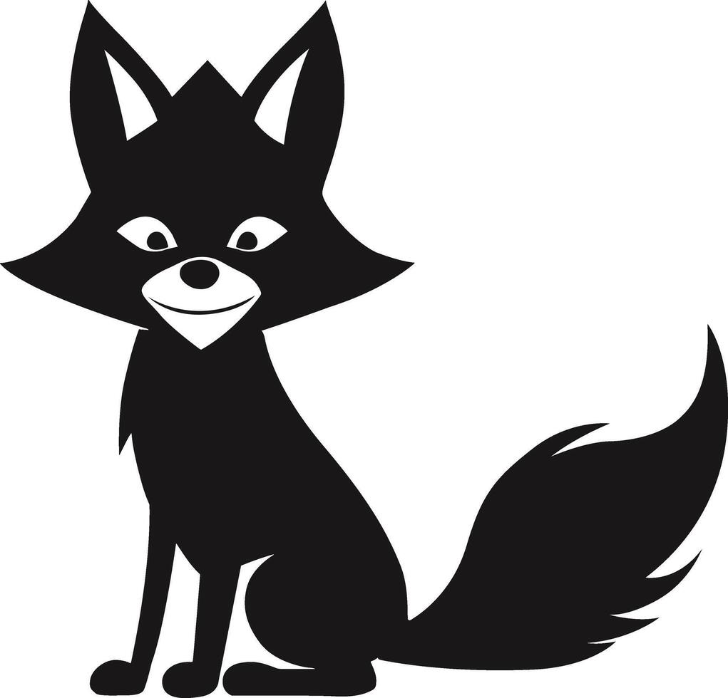 Cartoon Fox Silhouette Vector. Black And White Cartoon Fox Clipart. vector