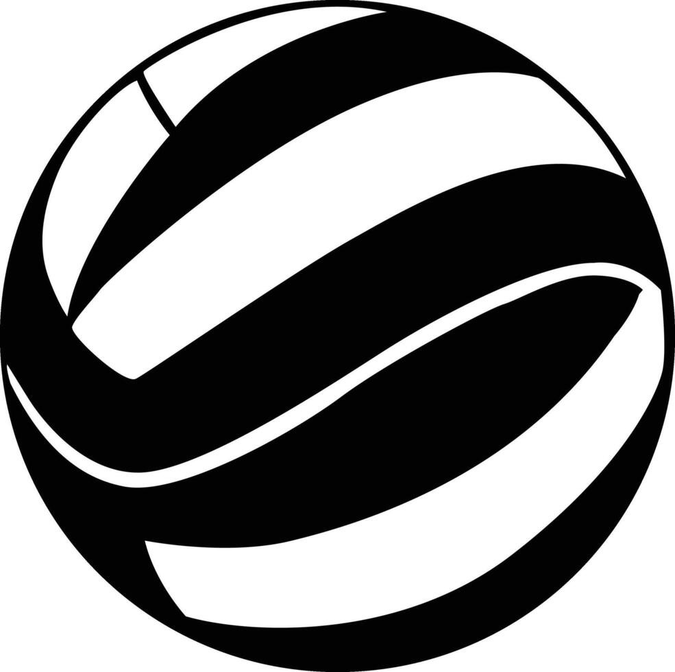 Volleyball Ball Silhouette. Black And White Volleyball Ball Clipart Isolated. vector