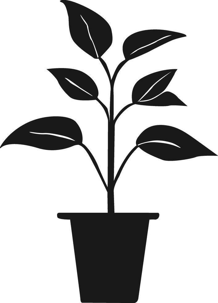 Potted Plant Silhouette Vector Isolated