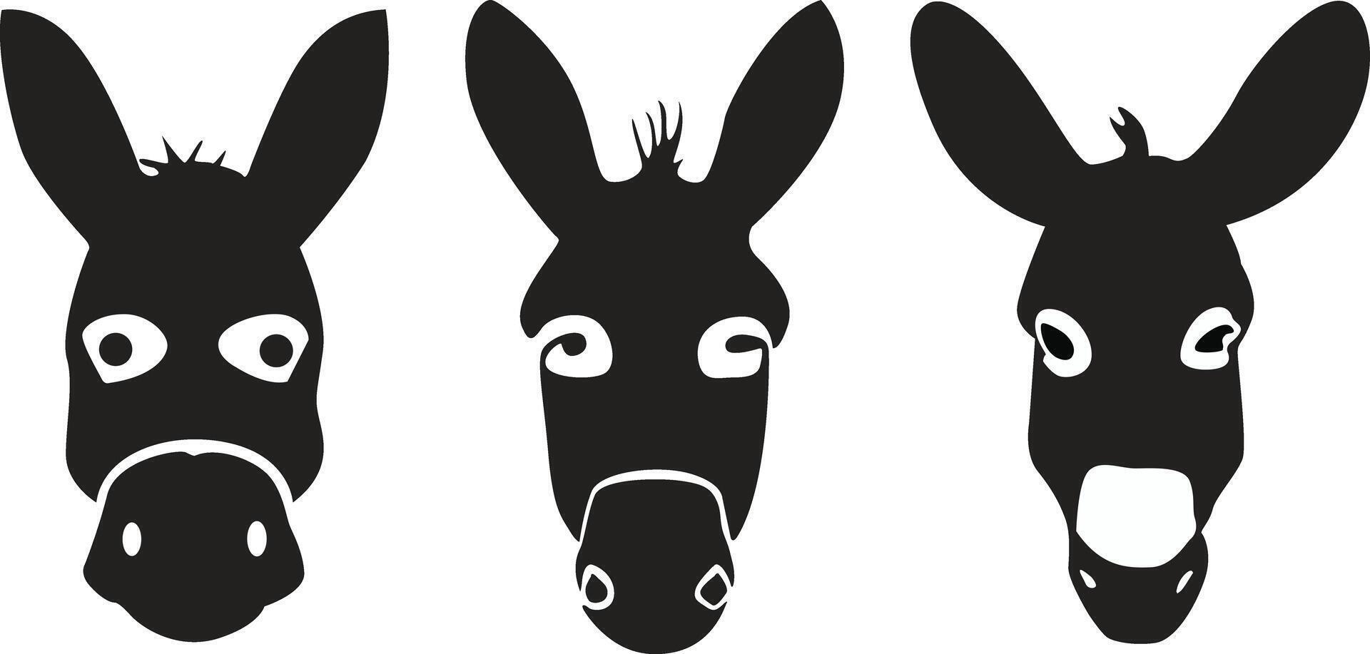 Burro cabeza silueta vector