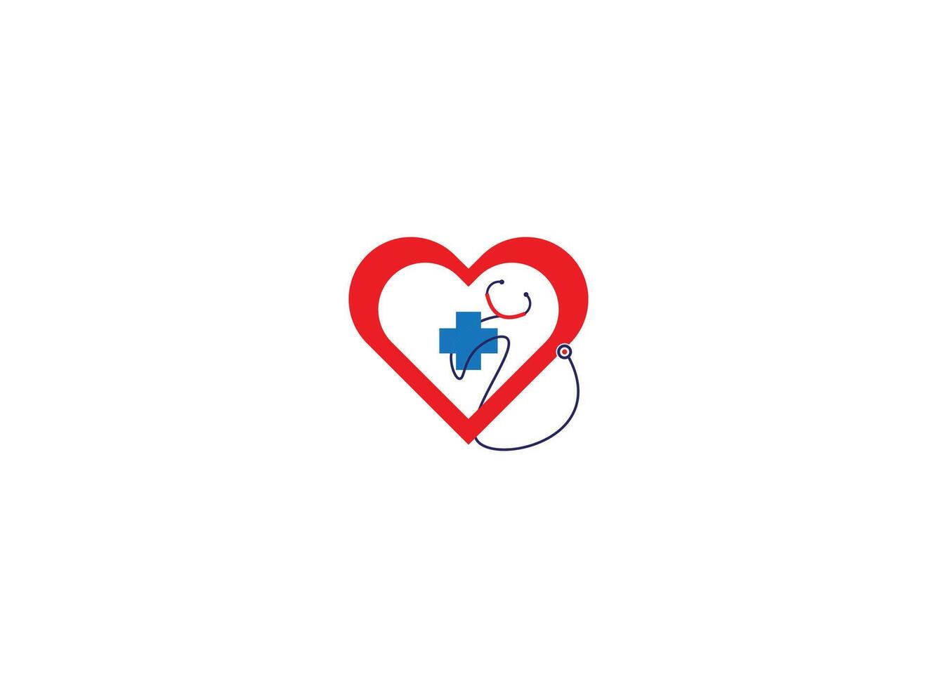 corazón estetoscopio vector logotipo lineal médico logo diseño.