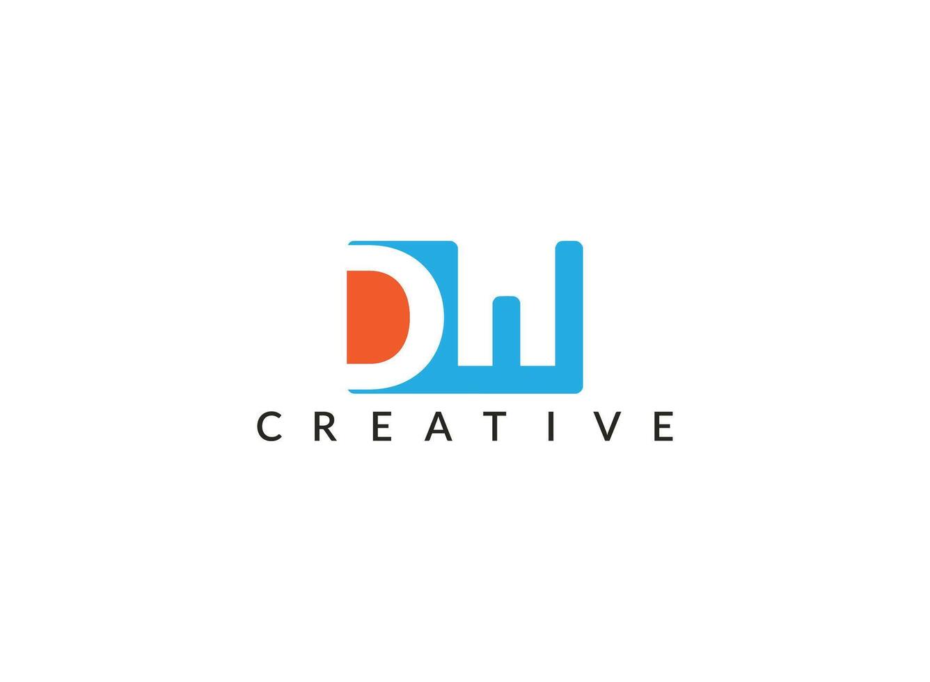 Initial Letter DW  Line Logo isolated on Double Background. Usable for Business and Branding Logos. Flat Vector Logo Design Template Element.