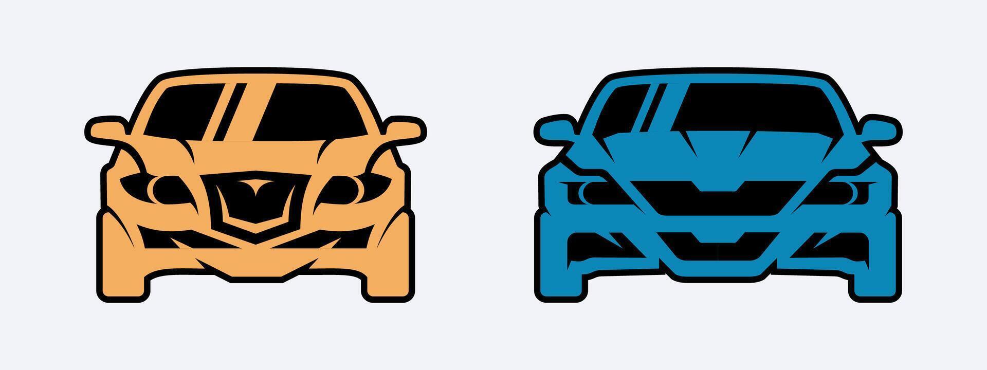 Front view of car icon, symbol, design and illustration vector