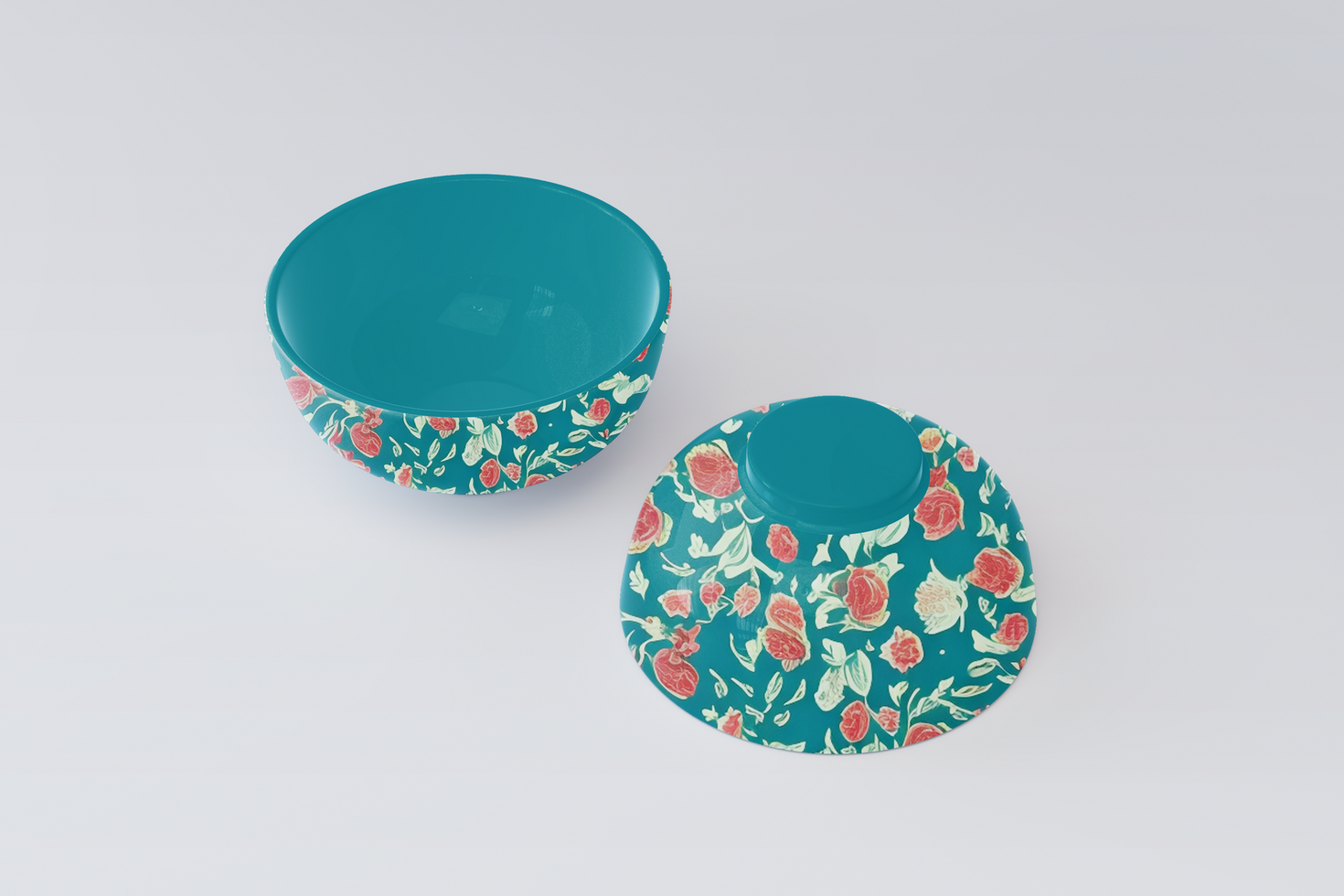 Mockup of round ceramic dish, kitchen tableware in top and side view, realistic illustration of ceramic bowl psd