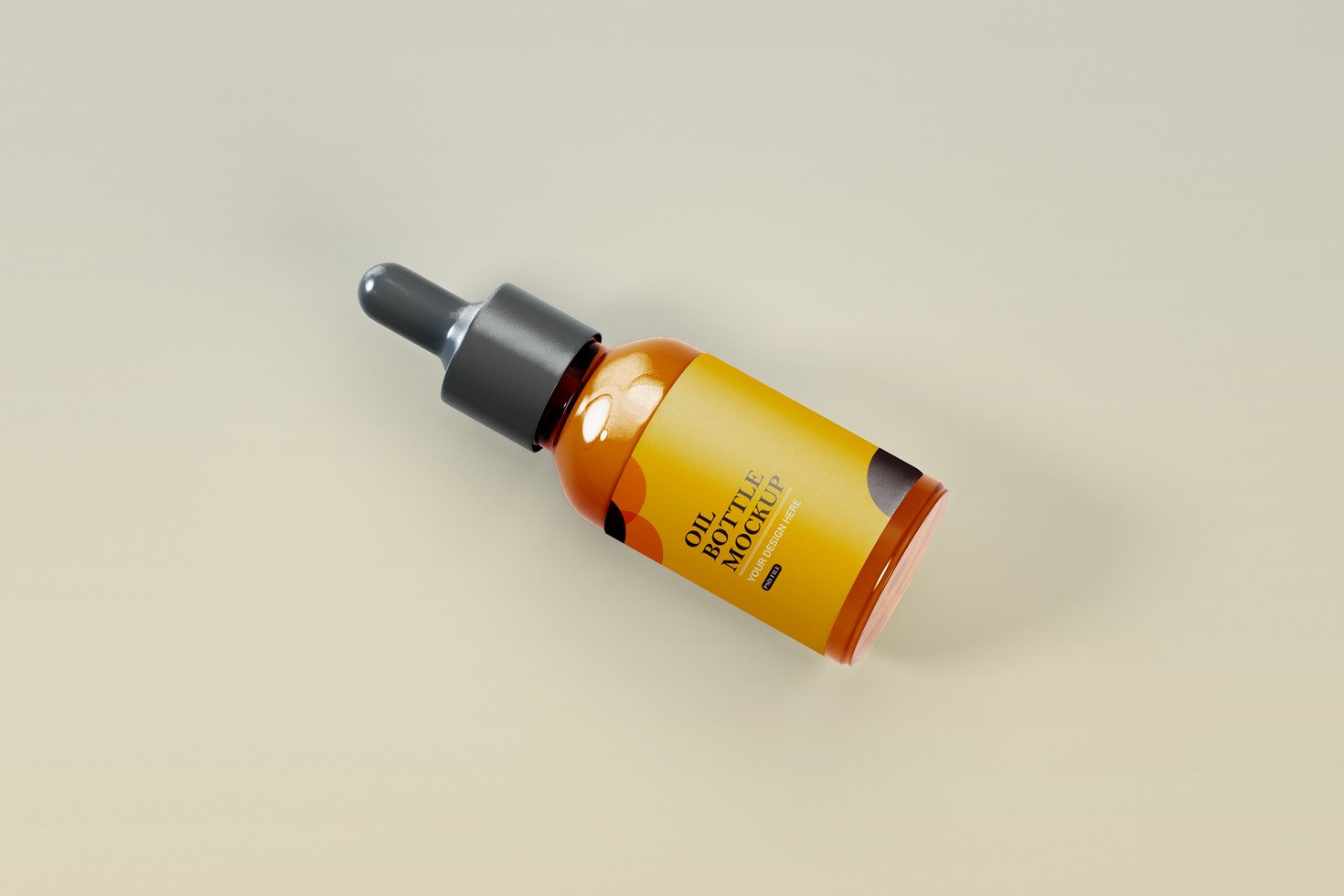 Essential oil bottle packaging mockup top view, realistic essential oil brown bottle. Mock up bottle cosmetic or medical vial, flask, 3d illustration for your design psd