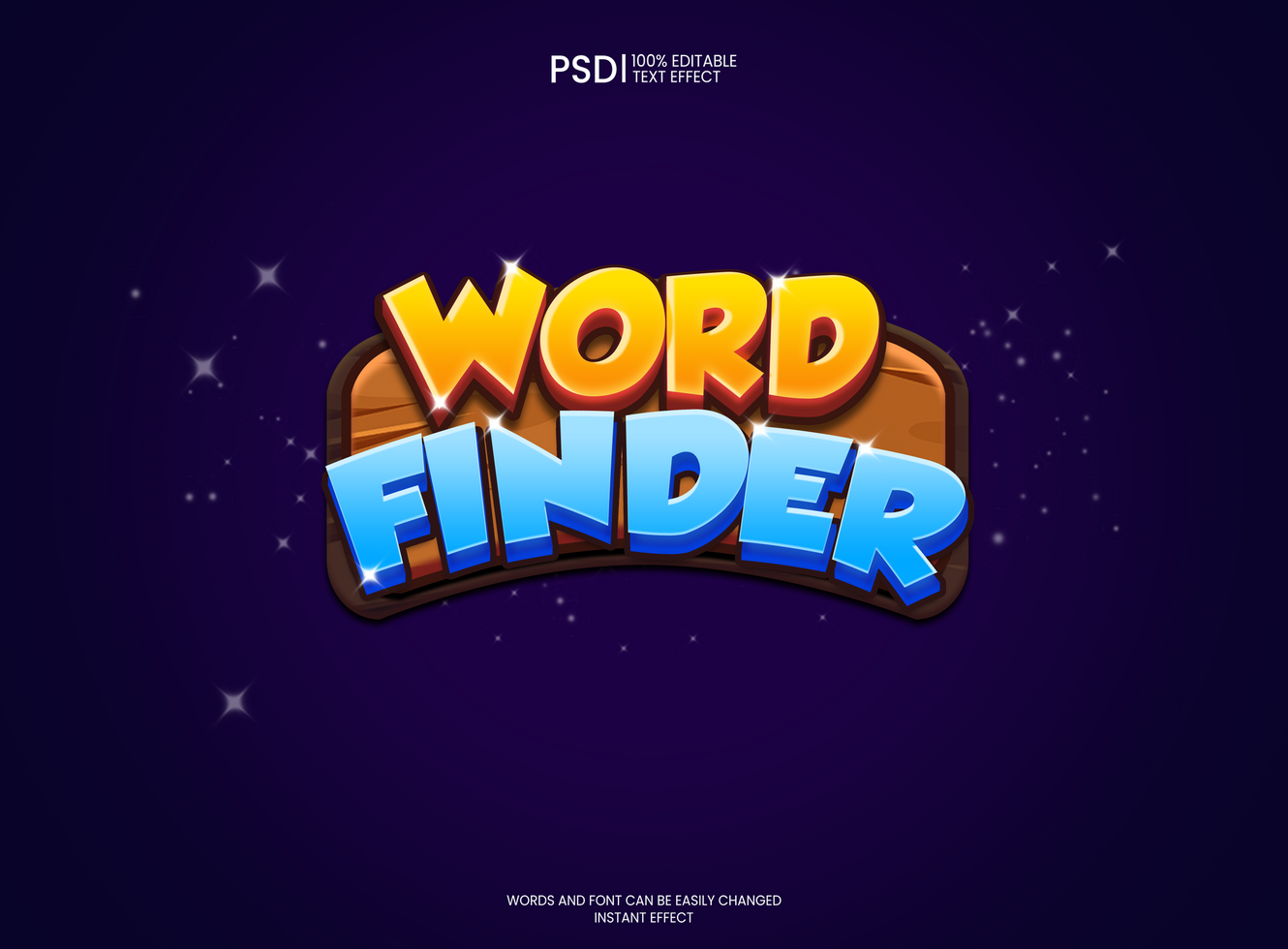 Word Finder Game Logo Editable Text Effect PSD Gaming logo PSD , Casual Logo game Editable Free PSD Free PSD