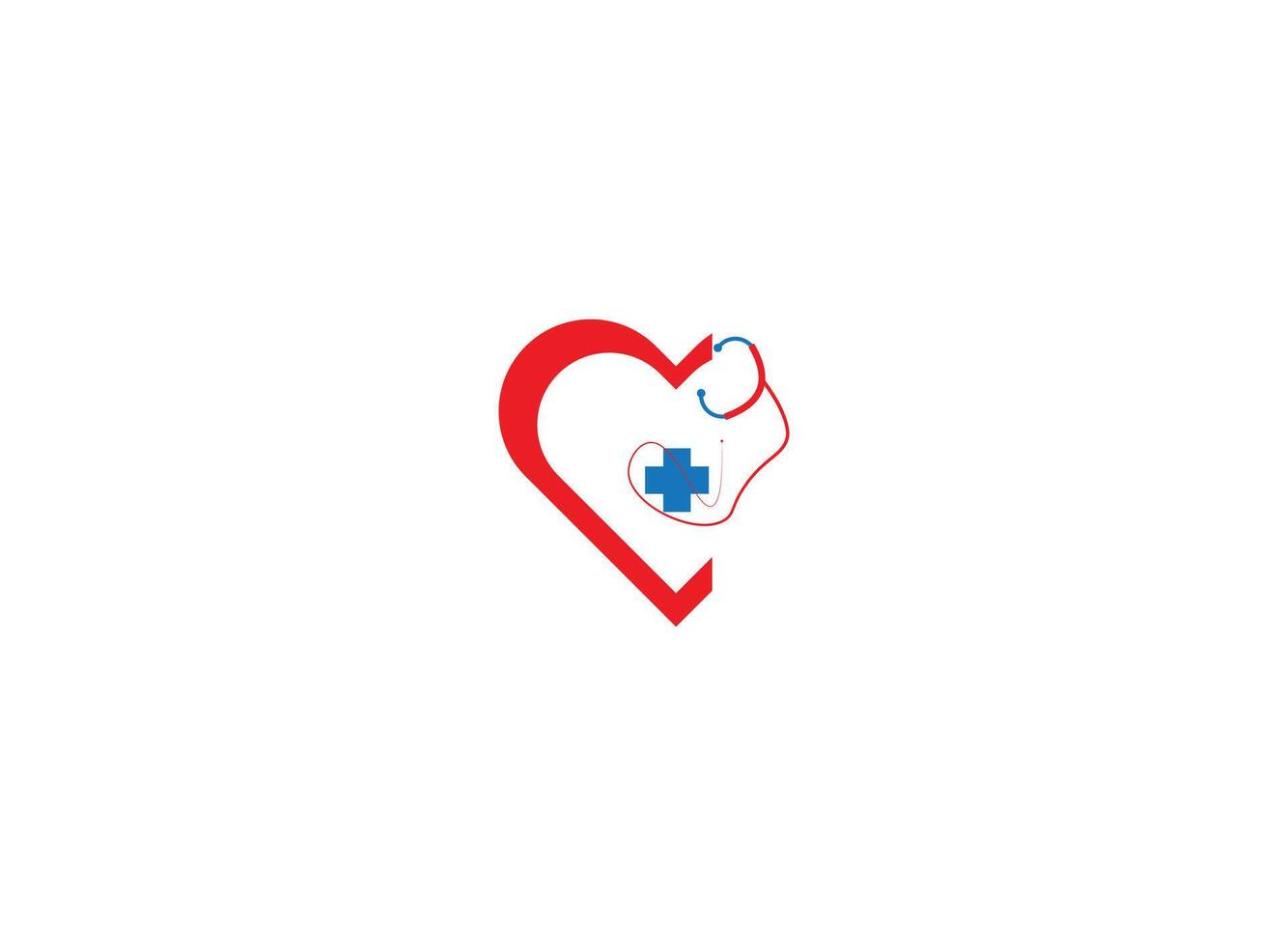 corazón estetoscopio vector logotipo lineal médico logo diseño.