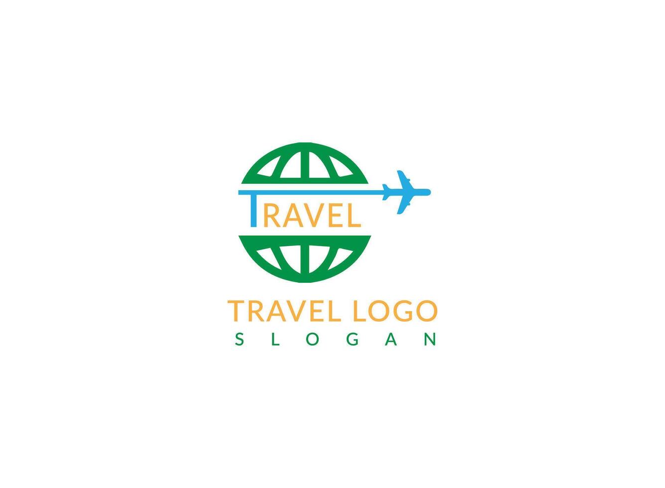 viaje logo con un globo icono diseño con avión vector