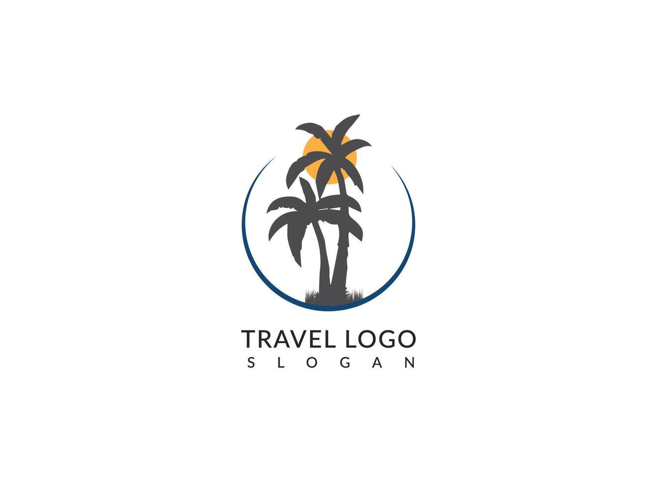 Creative palm tree Vector logo travel design.