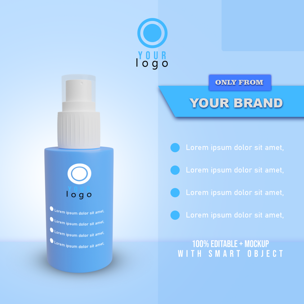 Bottle mockup isolated, template for cosmetic ads. 3-D modeling psd