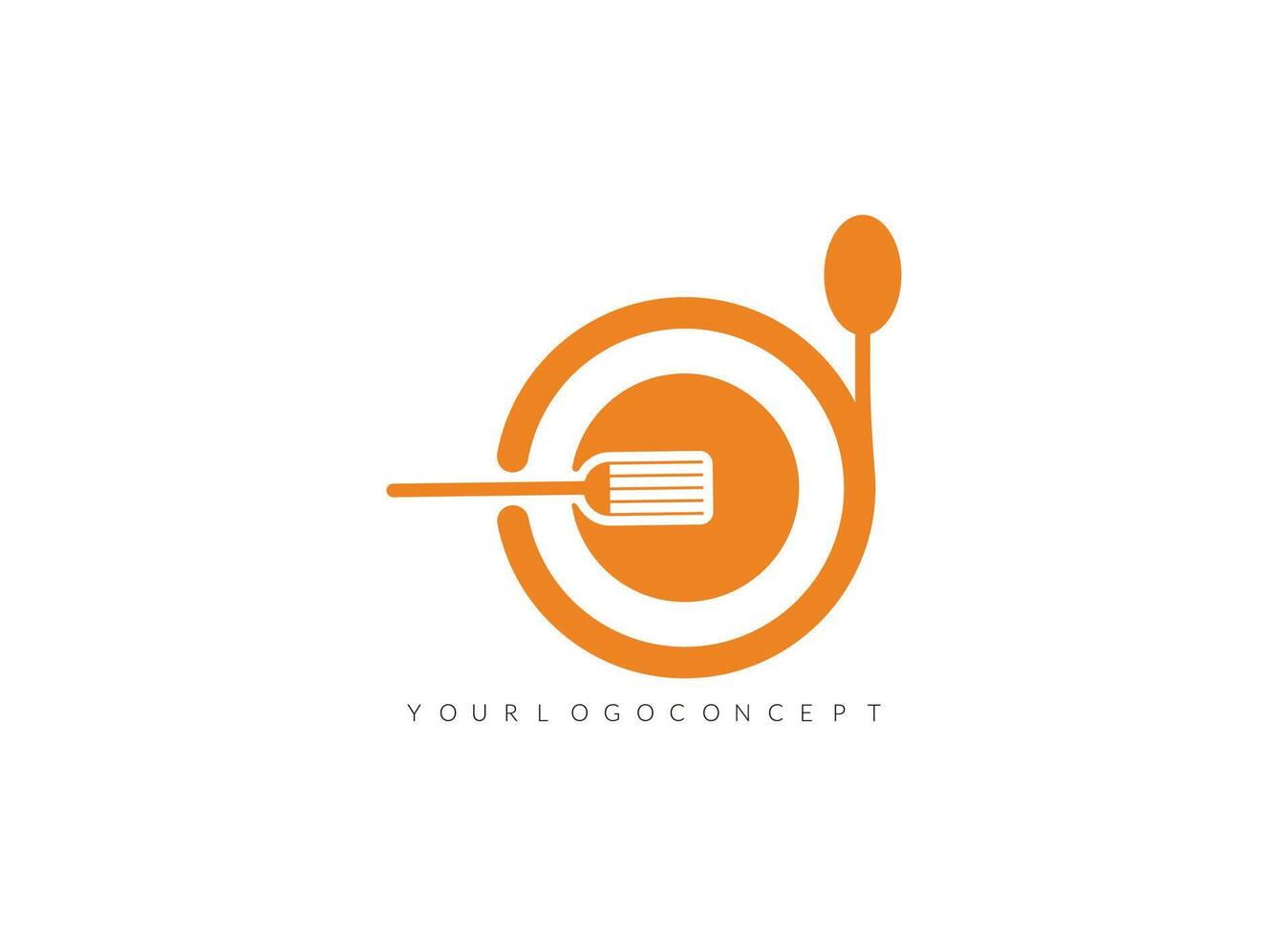 Vector food logo with spon circle shape.