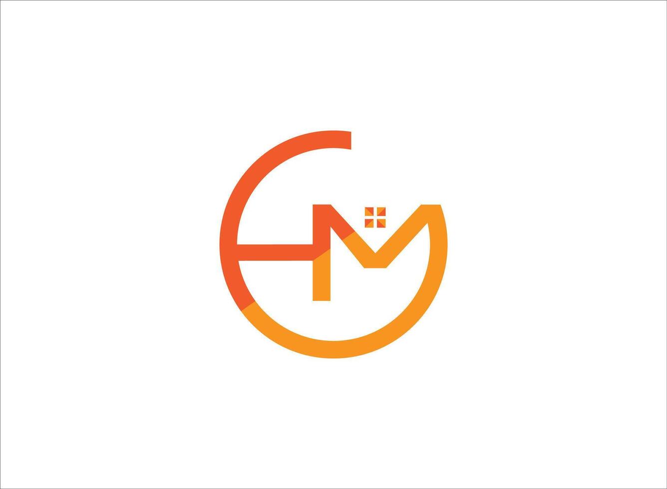 vector logo combines house and the letter HM