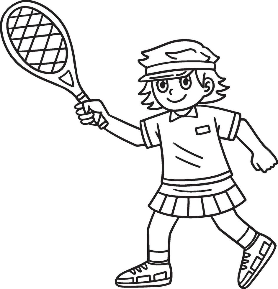 Tennis Female Player with a Racket Isolated vector